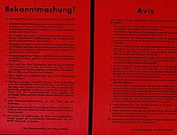 Avis à la population concernant les mesures applicables à la vie quotidienne sous l’occupation, 1940