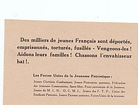 Tract de la résistance communiste appelant à venger le sort réservé par les autorités allemandes à la jeunesse de France