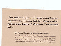Tract de la résistance communiste appelant à venger le sort réservé par les autorités allemandes à la jeunesse de France