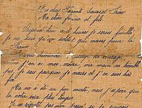 Lettre de Celestino Alfonso à ses parents, sœurs et frère, femme et fils