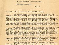 Lettre de Roland Cauchy à son épouse et à sa fille