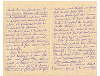 Lettre de Robert Dartagnan à son épouse