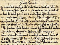 Lettre de Louis Le Bail à ses parents
