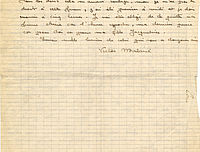 Lettre de Victor Malaise à son épouse