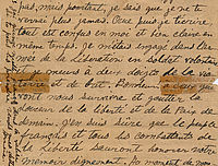 Lettre de Missak Manouchian à son épouse Méline