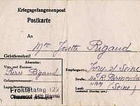 Carte du camp de Compiègne écrite par Pierre Rigaud à son épouse