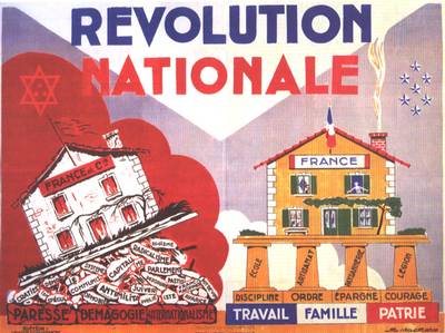 « La Maison France ». Affiche de propagande du régime de Vichy en faveur de la « Révolution nationale » opposant la solidité dela Francede l’ordre au délabrement de celle de « l’anti-France ». © Musée dela Résistancenationale, Champigny-sur-Marne